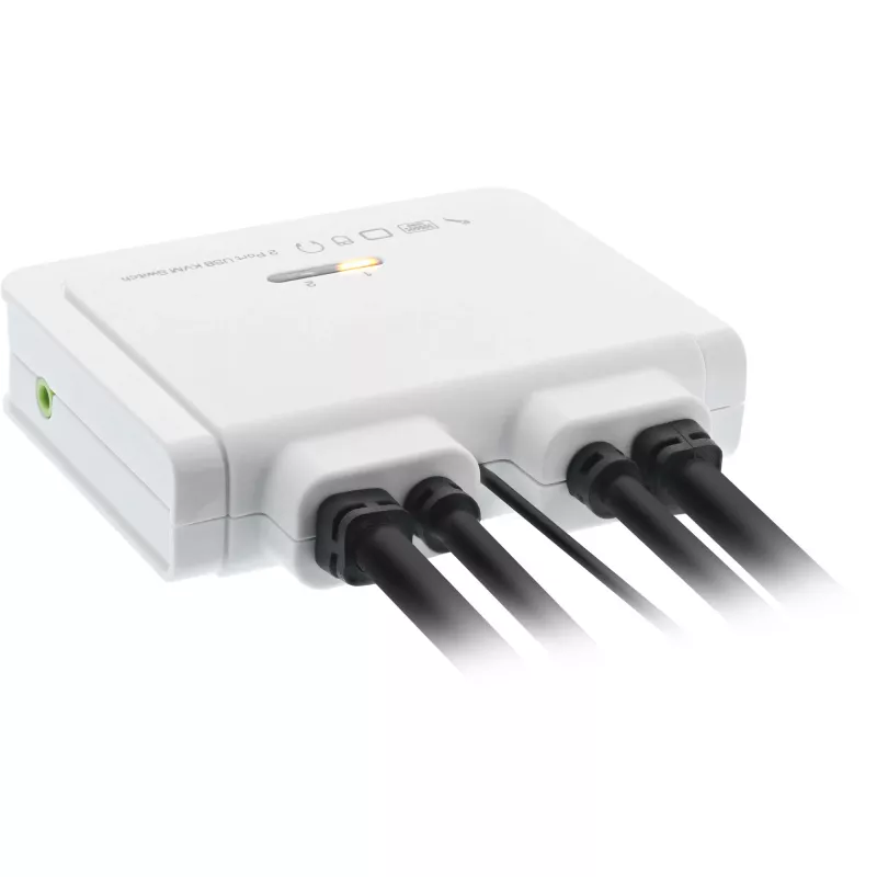 InLine KVM switch, 2-portový, USB-C+DP na DisplayPort, 4K, audio, integr. kábel