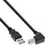 InLine USB 2.0 kábel zahnutý typ A samec / B samec, čierny, 0,3m
