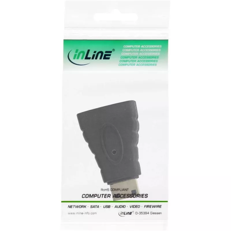 InLine HDMI adaptér, HDMI A samica / HDMI C samec, 4K/60Hz, pozlátený
