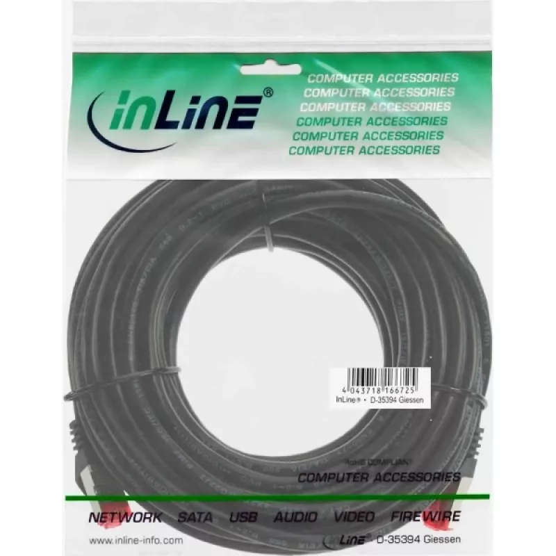 InLine patch kábel S/FTP PiMF Cat.6 250MHz PVC meď čierny 50m