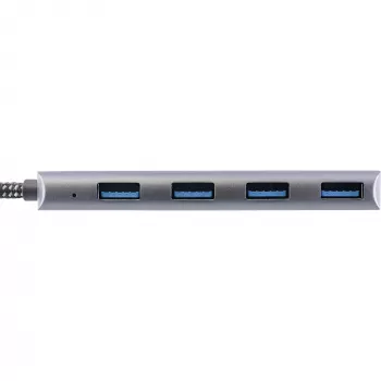 InLine USB 3.2 hub, USB-C na 4x USB A 10 Gb/s, hliník, sivá