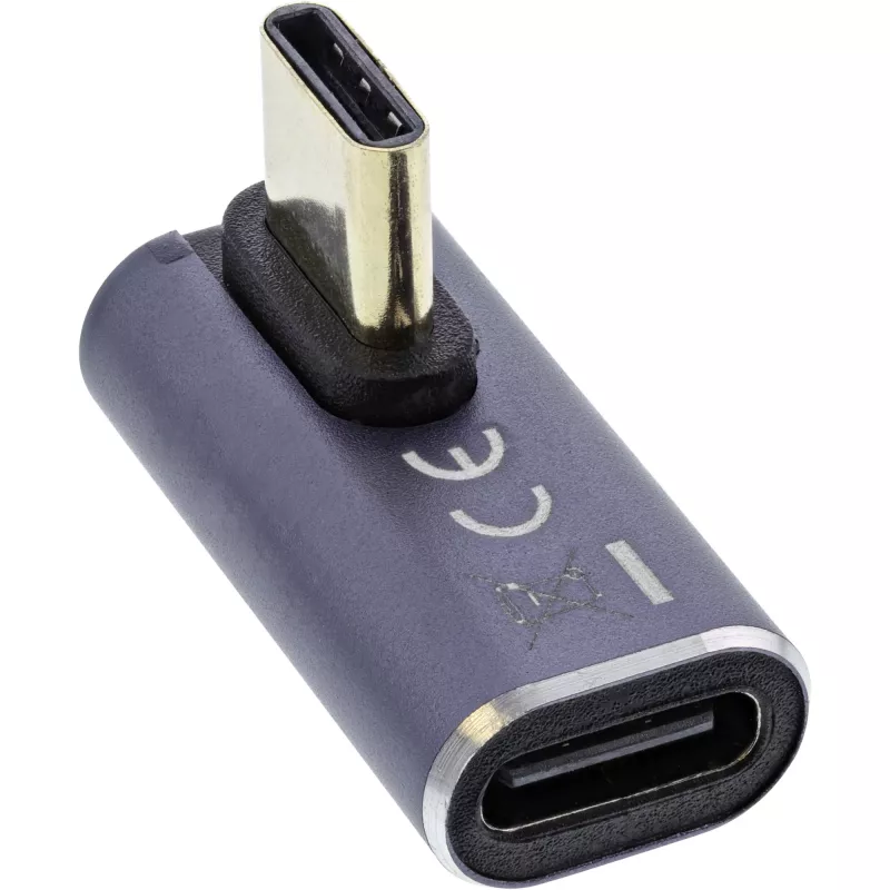 InLine USB4 adaptér, USB-C konektor samec/samica vertikálne vpravo/vľavo zahnutý