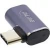 InLine USB4 adaptér, USB-C konektor samec/samica vpravo/vľavo zahnutý, hliník, sivý