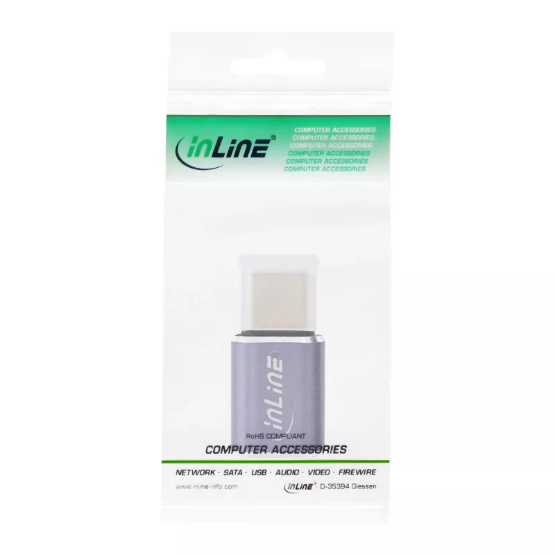 InLine USB4 adaptér USB-C konektor samec/samica hliník sivý 35900A