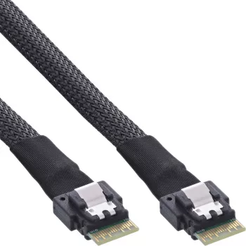 InLine tenký SAS kábel, SFF-8654 na SFF-8654, 24 Gb/s, 0,5 m