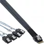 InLine tenký SAS kábel, SFF-8654 na 4x SATA 7-pin, 12 Gb/s, 0,5 m