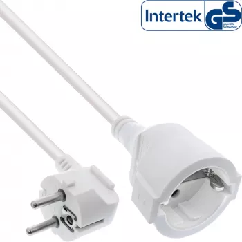 InLine predlžovací napájací kábel typ F zahnutý, biely, 2 m