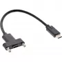InLine USB 3.2 Gen.2 C konektor samec / konektor samica s prírubovým káblom, čierny, 0,20 m