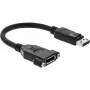 InLine DisplayPort konektor samec na konektor samica s prírubovým káblom 0,2 m, čierny