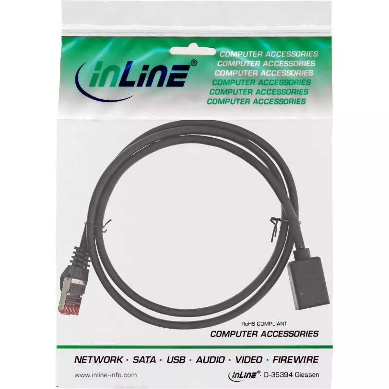 InLine predlžovací patch kábel, S/FTP (PiMf), Cat.6, bezhalogénový, 1 m