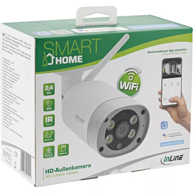 InLine SmartHome HD vonkajšia kamera s LED svetlom, IP66