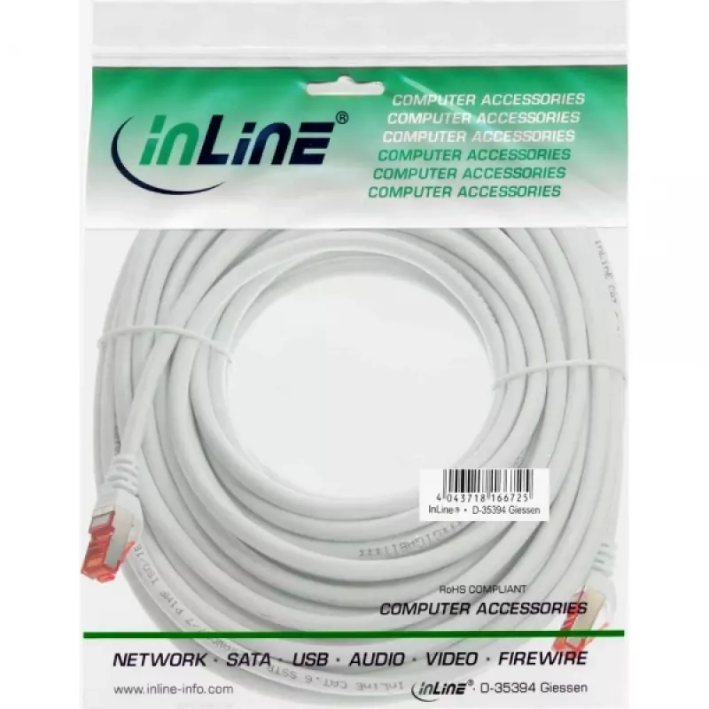 InLine patch kábel S/FTP PiMF Cat.6 250MHz PVC meď biely 7,5 m