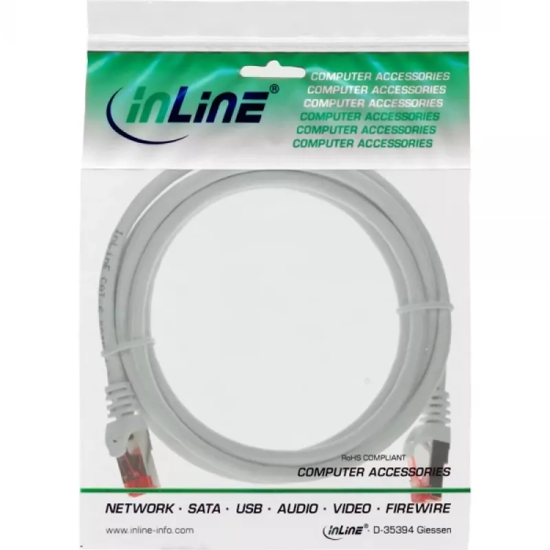 InLine patch kábel S/FTP PiMF Cat.6 250MHz PVC meď biely 0,3 m