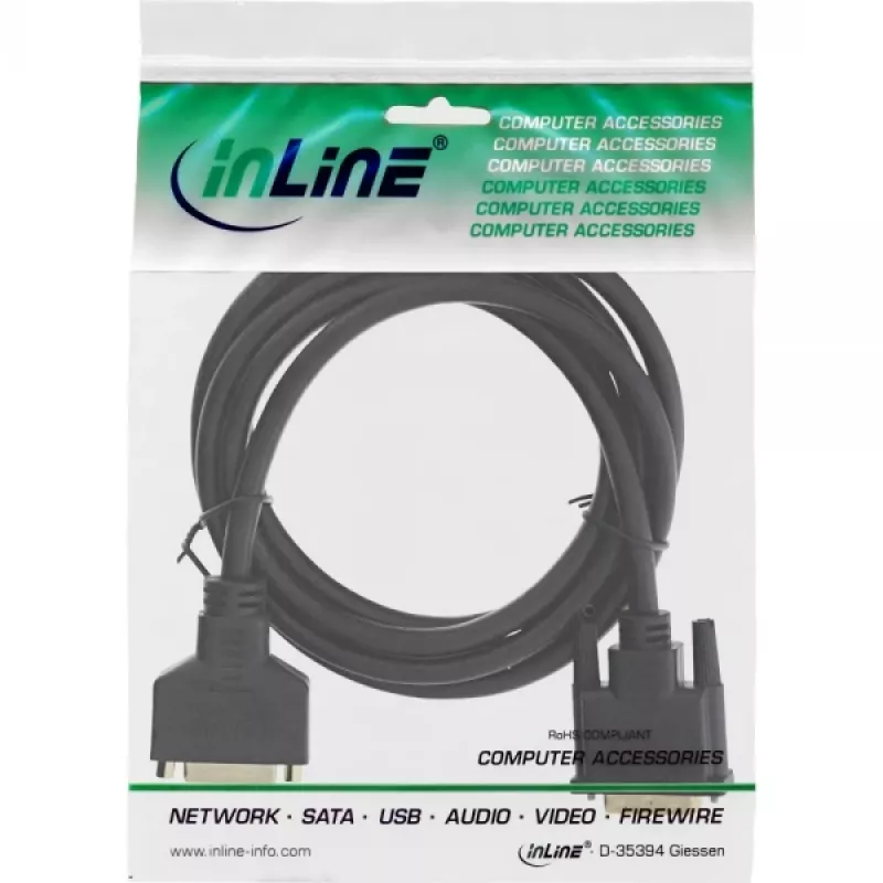 InLine DVI-D kábel Premium 24+1 samec na samicu Dual Link pozlátený 2 m
