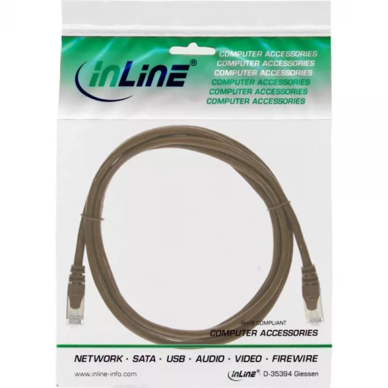 InLine patch kábel SF/UTP Cat.5e hnedý 0,3 m