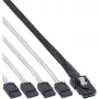 InLine SAS kábel, Mini SAS SFF8087 na 4x SATA, Crossover, OCF, 0,50 m