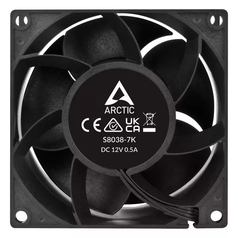 Ventilátor ARCTIC S8038-7K 80 mm 118,93 m³/h dvojité guľôčkové ložisko čierny