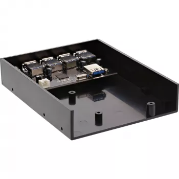 InLine 4-portový USB 3.0 panelový hub pre 3,5-palcovú pozíciu na disketovú mechaniku, čierny