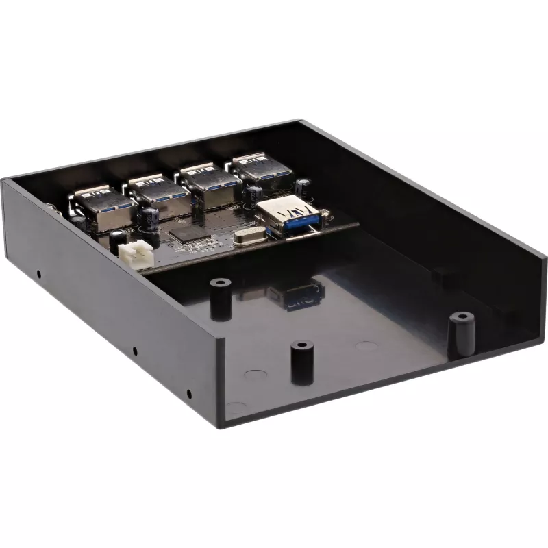 InLine 4-portový USB 3.0 panelový hub pre 3,5-palcovú pozíciu na disketovú mechaniku, čierny