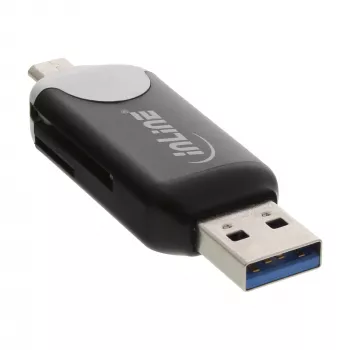 InLine USB3.0 duálna čítačka kariet, USB A a Micro-USB 2.0 pre SDXC a microSDXC