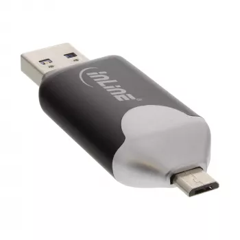 InLine USB3.0 duálna čítačka kariet, USB A a Micro-USB 2.0 pre SDXC a microSDXC