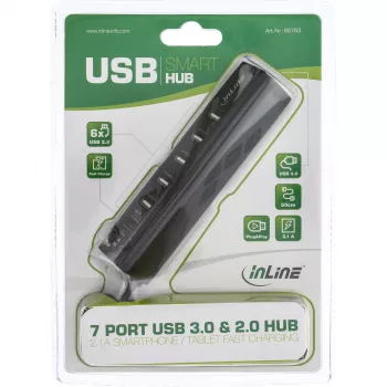 USB hub InLine Smart Hub 7 portov USB 3.0 & 2.0 s rýchlonabíjacím konektorom