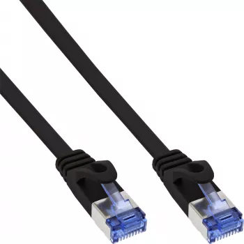 InLine plochý patch kábel U/FTP Cat.6A čierna 2 m