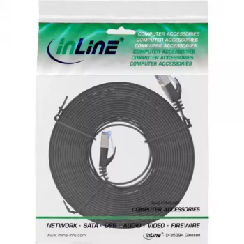 InLine plochý patch kábel, U/FTP, Cat.6A, čierny, 5 m