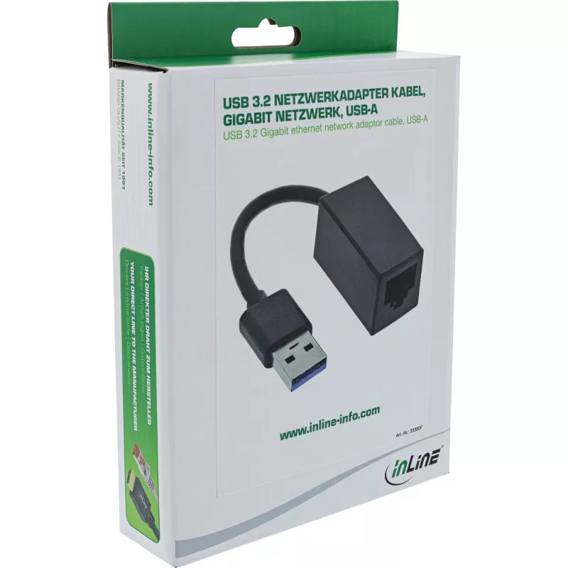 InLine USB 3.2 Gigabit Ethernet sieťový adaptérový kábel, USB-A