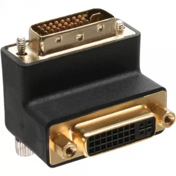 InLine DVI-I adaptér 90° zahnutý digitálny + analógový 24+5 konektor samec/samica čierny