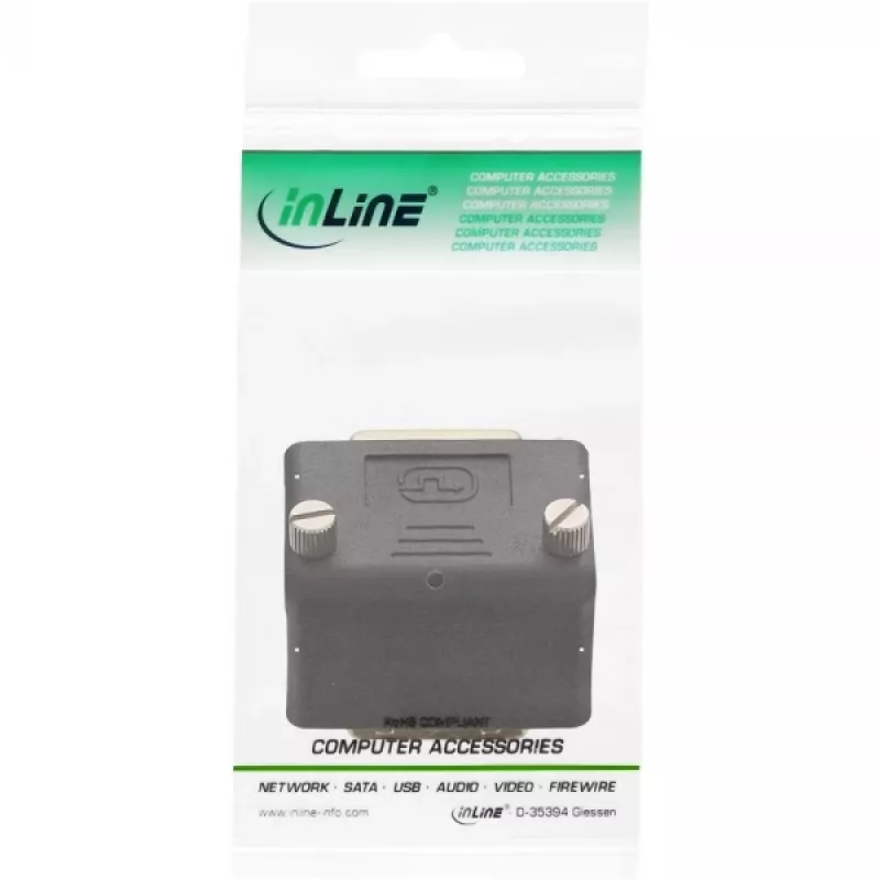 InLine DVI-I adaptér 90° zahnutý digitálny + analógový 24+5 konektor samec/samica čierny