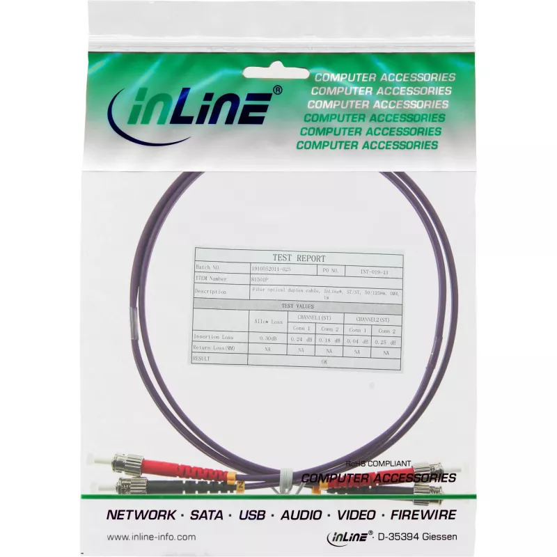 InLine sklolaminátový duplexný kábel ST/ST 50/125µm OM4 5m