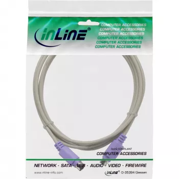 InLine PS/2 kábel konektor samec/konektor samec sivý s fialovým konektorom 2m
