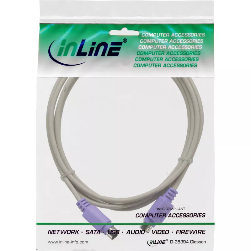 InLine PS/2 kábel konektor samec/konektor samec sivý s fialovým konektorom 2m