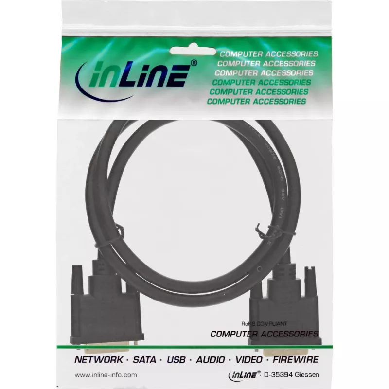 InLine DVI-D kábel, Premium, 24+1 M/M, Dual Link, pozlátený, 2m