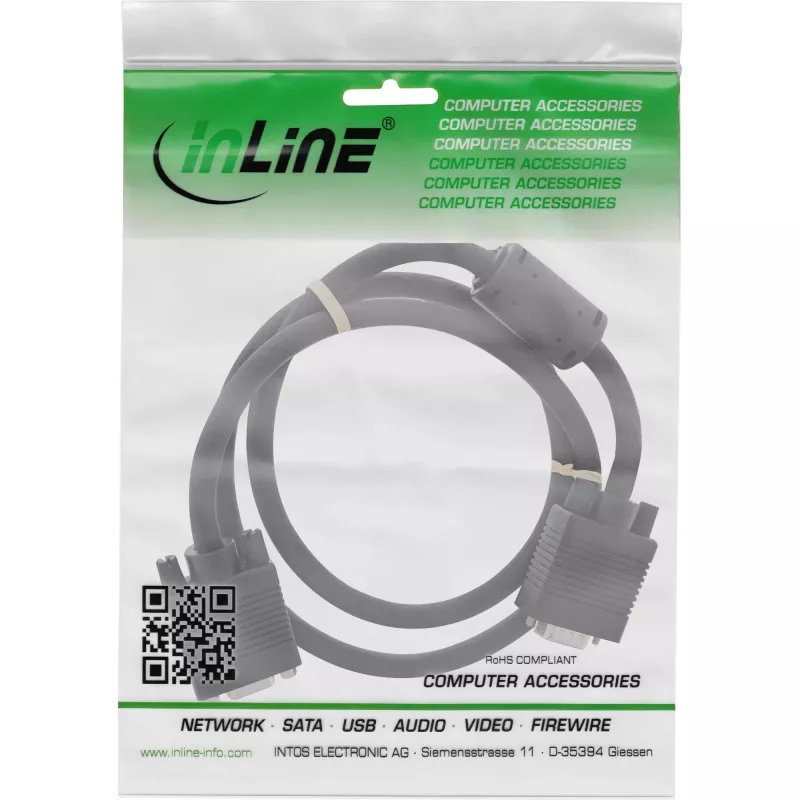 InLine S-VGA predlžovací kábel 15HD konektor samec/konektor samica čierny 2m