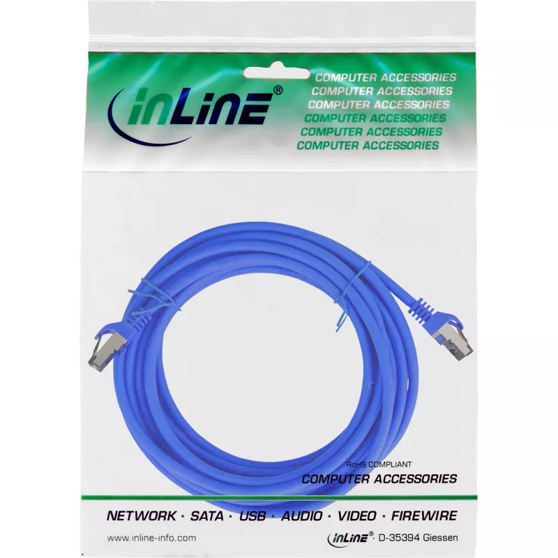 InLine Patchkabel S/FTP PiMF Cat.8.1 bez halogénov 2000 MHz modrá, 7,5 m