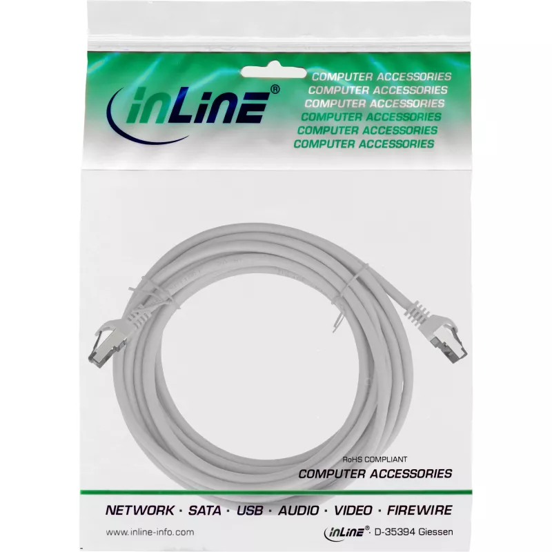 InLine Patchkabel, S/FTP (PiMf), Cat.8.1, 2000 MHz, bez halogénov, sivá, 7,5 m