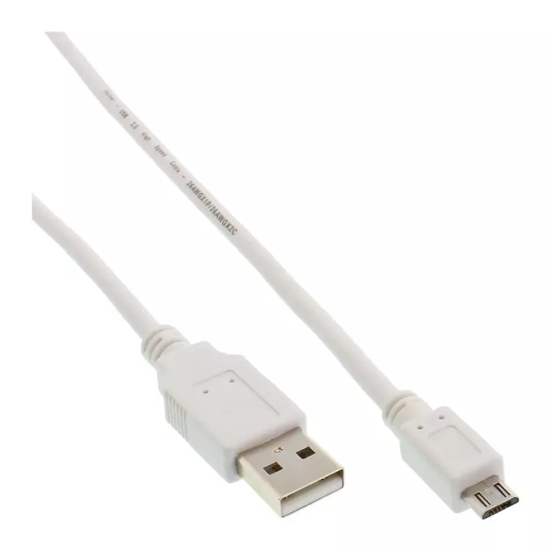 InLine Micro-USB 2.0 kábel USB Type-A konektor samec / Micro-B konektor samec, biely, 5 m