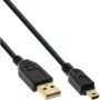 InLine USB 2.0 Mini kábel, Type-A konektor samec / Mini-B konektor samec (5-pinový), čierny/zlatý, 0,5 m