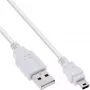 InLine USB 2.0 Mini kábel, Type-A konektor samec / Mini-B konektor samec (5-pinový), biely, 1 m