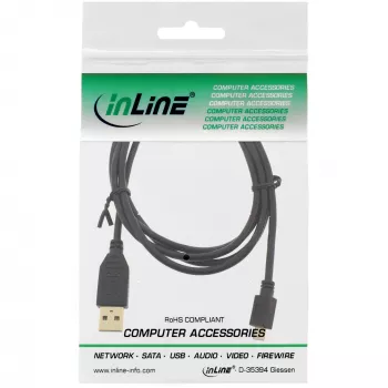 InLine Micro-USB 2.0 kábel USB Type-A konektor samec / Micro-B konektor samec, čierna, 1 m