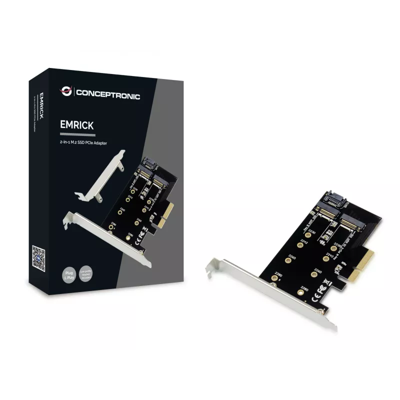 Conceptronic EMRICK 2-in-1 M.2 SSD PCIe adaptér SATA AHCI NVMe