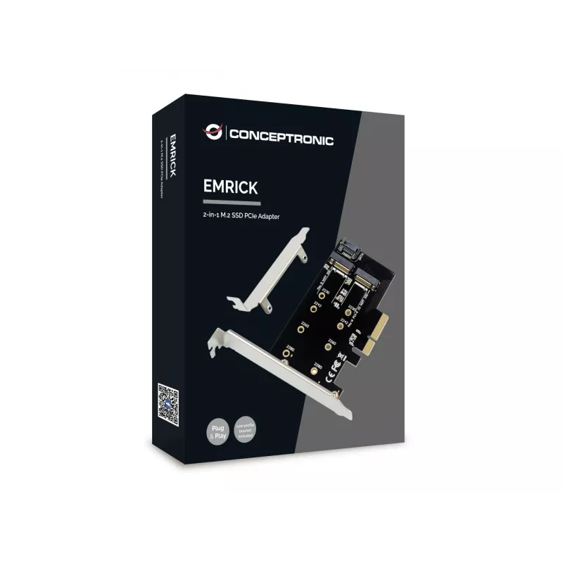 Conceptronic EMRICK 2-in-1 M.2 SSD PCIe adaptér SATA AHCI NVMe