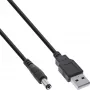 InLine adaptérový kábel, USB-A konektor samec na DC 5,5x2,10mm konektor samec, čierny, 1m