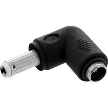 DC adaptér InLine 5,5×2,5 mm zahnutý konektor samec–samica, 5 V vstup, vnútorný, čierny