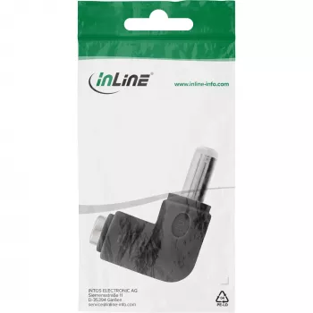 DC adaptér InLine 5,5×2,5 mm zahnutý konektor samec–samica, 5 V vstup, vnútorný, čierny