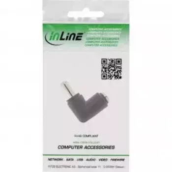InLine DC adaptér 5,5x2,1 mm DC konektor samec/samica zahnutý univerzálny čierny