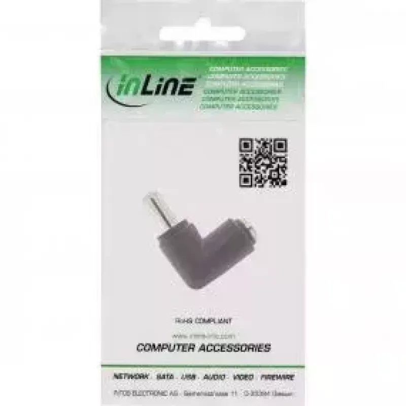 InLine DC adaptér 5,5x2,1 mm DC konektor samec/samica zahnutý univerzálny čierny