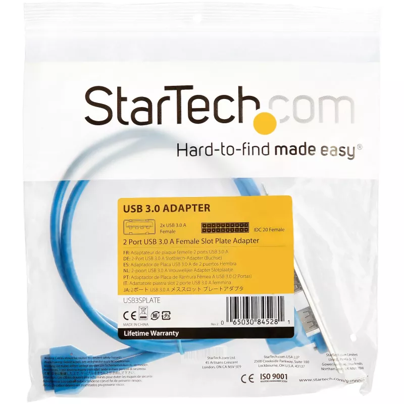 StarTech.com 2-portový USB 3.0 Type-A slotový adaptér, IDC, USB 3.2 Gen 1 (3.1 Gen 1), modrá, nehrdzavejúca oceľ, 0,5 m, CE, REACH, 500 mm